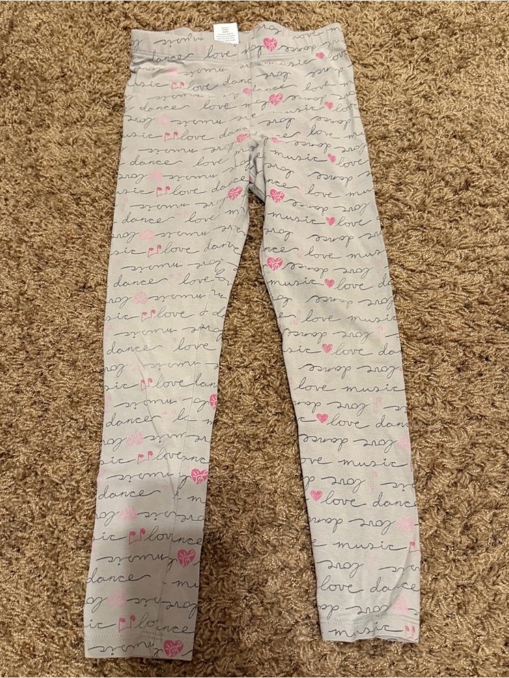Girls Gray and Pink Heart and music notes  Print Leggings